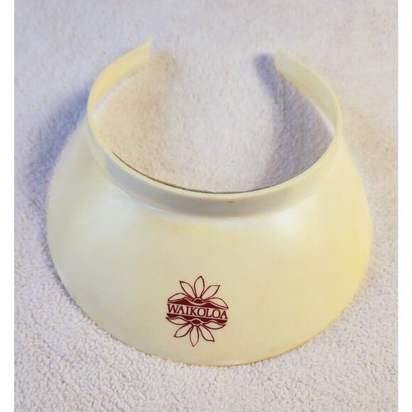 VTG 80s WAIKOLOA HAWAII Big Island ONE SIZE GOLF SUN VISOR Hat Hard Plastic Logo - Picture 2 of 7